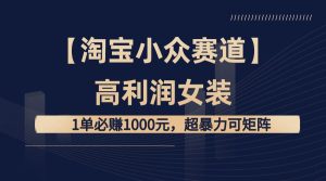 【淘宝小众赛道】高利润女装:1单必赚1000元,超暴力可矩阵-宁率网络知识库
