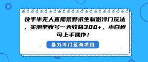 快手半无人直播荒野求生刺激冷门玩法，实测单账号一天收益300+，小白也…-宁率网络知识库