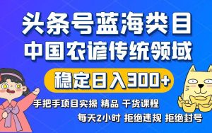 头条号蓝海类目传统和农谚领域实操精品课程拒绝违规封号稳定日入300+-宁率网络知识库