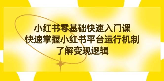 小红书0基础快速入门课，快速掌握小红书平台运行机制，了解变现逻辑-宁率网络知识库
