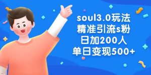 soul3.0玩法精准引流s粉，日加200人单日变现500+-宁率网络知识库