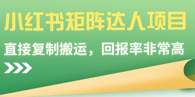 小红书矩阵达人项目，直接复制搬运，回报率非常高-宁率网络知识库