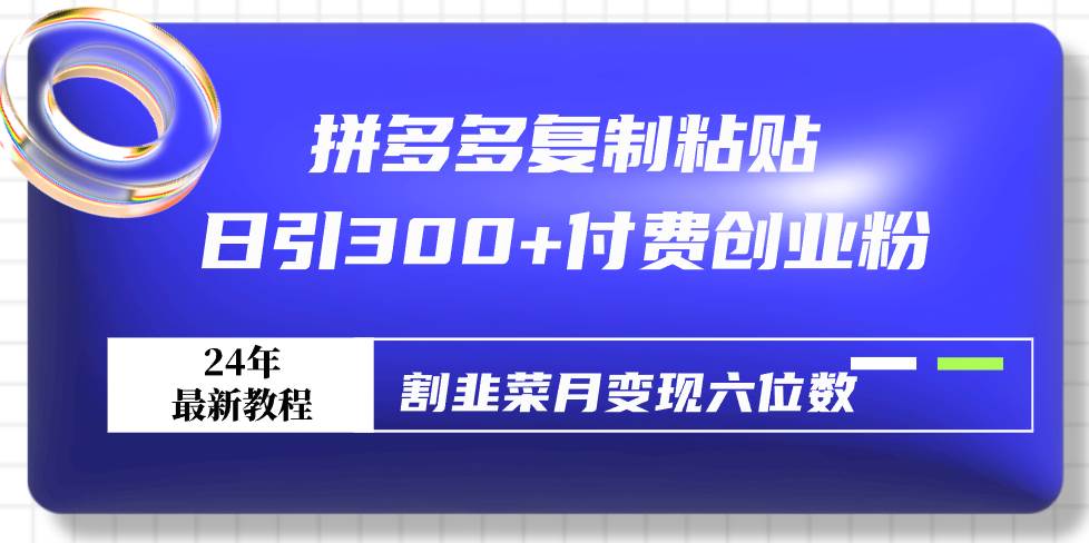 拼多多复制粘贴日引300+付费创业粉，割韭菜月变现六位数最新教程！-宁率网络知识库