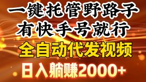 一键托管野路子，有快手号就行，日入躺赚2000+，全自动代发视频-宁率网络知识库