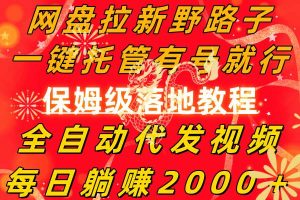 网盘拉新野路子，一键托管有号就行，全自动代发视频，每日躺赚2000＋，保姆级落地教程-宁率网络知识库