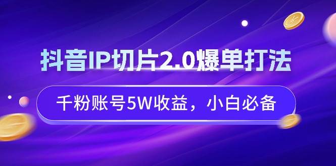 抖音IP切片2.0爆单打法，千粉账号5W收益，小白必备-宁率网络知识库