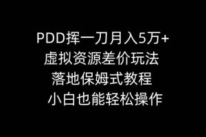 PDD挥一刀月入5万+,虚拟资源差价玩法,落地保姆式教程,小白也能轻松操作-宁率网络知识库