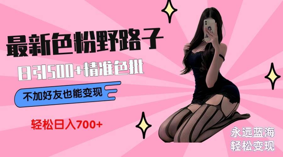 最新色粉变现野路子，日引500+老色批 可不加好友直接变现 小白轻松日入700+-宁率网络知识库
