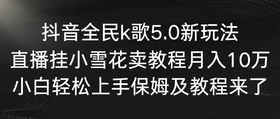 抖音全民k歌5.0新玩法，直播挂小雪花卖教程月入10万，小白轻松上手，保…-宁率网络知识库