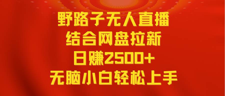 无人直播野路子结合网盘拉新，日赚2500+多平台变现，小白无脑轻松上手操作-宁率网络知识库