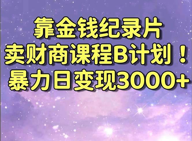 靠金钱纪录片卖财商课程B计划！暴力日变现3000+，喂饭式干货教程！-宁率网络知识库
