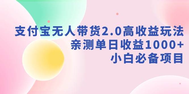 支付宝无人带货2.0高收益玩法，亲测单日收益1000+，小白必备项目-宁率网络知识库