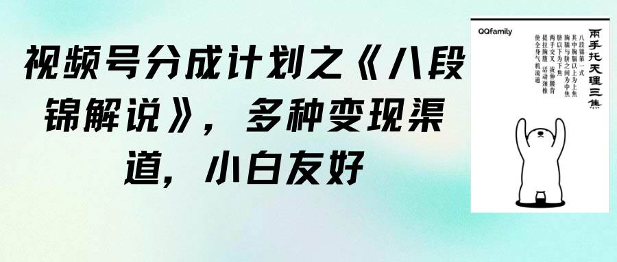 视频号分成计划之《八段锦解说》，多种变现渠道，小白友好（教程+素材）-宁率网络知识库