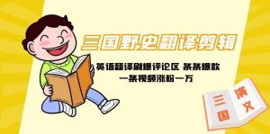 三国野史翻译剪辑 英语翻译刷爆评论区 条条爆款一条视频涨粉1w+附888G素材-宁率网络知识库