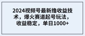 2024视频号最新撸收益技术，爆火赛道起号玩法，收益稳定，单日1000+-宁率网络知识库