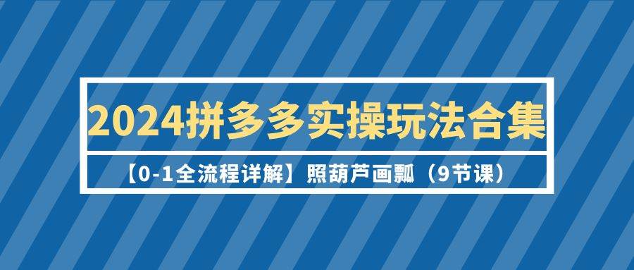 2024拼多多实操玩法合集【0-1全流程详解】照葫芦画瓢（9节课）-宁率网络知识库