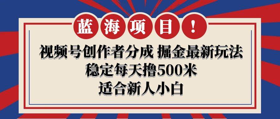 【蓝海项目】视频号创作者分成 掘金最新玩法 稳定每天撸500米 适合新人小白-宁率网络知识库