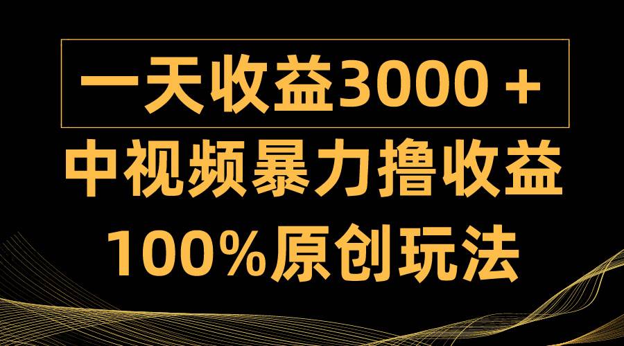 中视频暴力撸收益，日入3000＋，100%原创玩法，小白轻松上手多种变现方式-宁率网络知识库