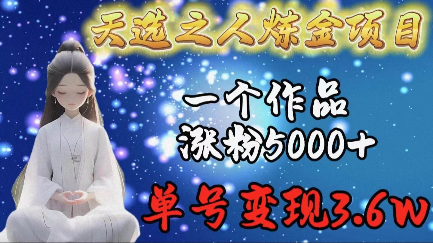 天选之人炼金项目，一个作品涨粉5000+，单号变现3.6w-宁率网络知识库