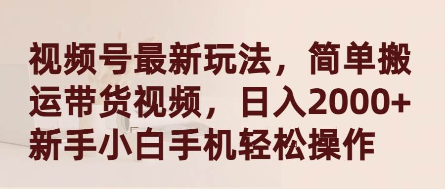 视频号最新玩法，简单搬运带货视频，日入2000+，新手小白手机轻松操作-宁率网络知识库