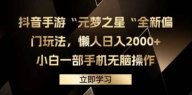 抖音手游“元梦之星“全新偏门玩法，懒人日入2000+，小白一部手机无脑操作-宁率网络知识库