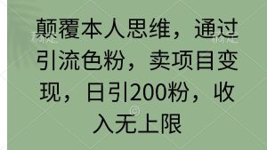 颠覆本人思维，通过引流色粉，卖项目变现，日引200粉，收入无上限-宁率网络知识库
