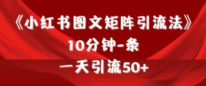 《小红书图文矩阵引流法》 10分钟-条 ，一天引流50+-宁率网络知识库