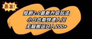 短剧2.0最新升级玩法,小白也能快速入门,无脑搬运日入200+-宁率网络知识库