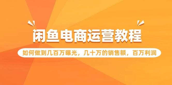 闲鱼电商运营教程：如何做到几百万曝光，几十万的销售额，百万利润-宁率网络知识库