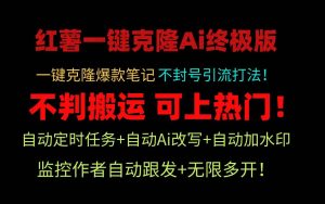 小红薯一键克隆Ai终极版！独家自热流爆款引流，可矩阵不封号玩法！-宁率网络知识库