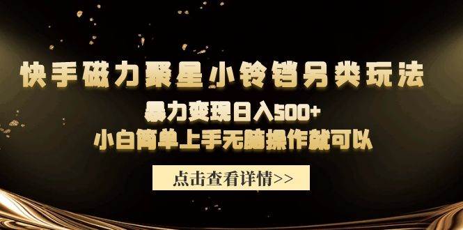快手磁力聚星小铃铛另类玩法，暴力变现日入500+小白简单上手无脑操作就可以-宁率网络知识库