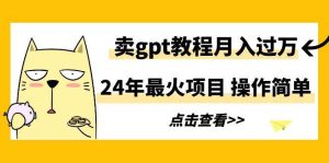 24年最火项目，卖gpt教程月入过万，操作简单-宁率网络知识库