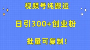 批量可复制!视频号纯搬运日引300+创业粉教程!-宁率网络知识库