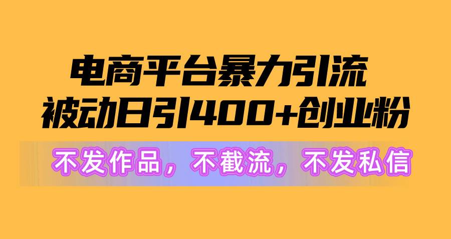 电商平台暴力引流,被动日引400+创业粉不发作品，不截流，不发私信-宁率网络知识库