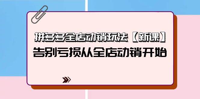 拼多多全店动销玩法【新课】，告别亏损从全店动销开始（4节视频课）-宁率网络知识库