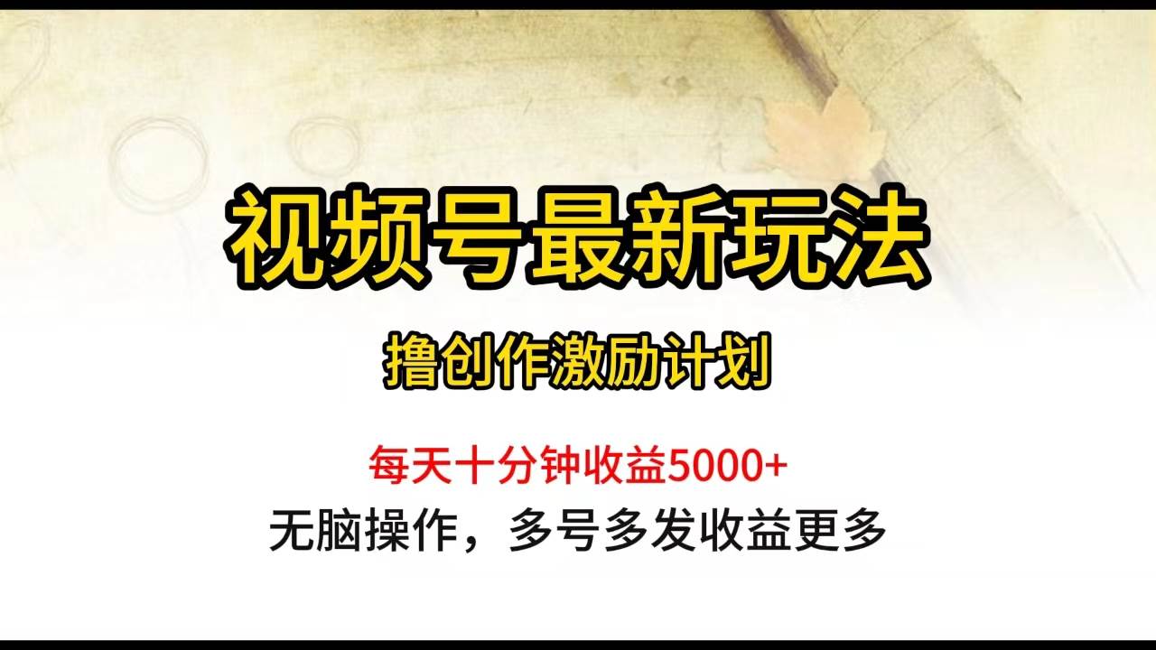 视频号最新玩法，每日一小时月入5000+-宁率网络知识库