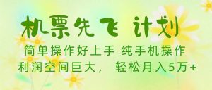 机票 先飞计划!用里程积分 兑换机票售卖赚差价 纯手机操作 小白月入5万+-宁率网络知识库