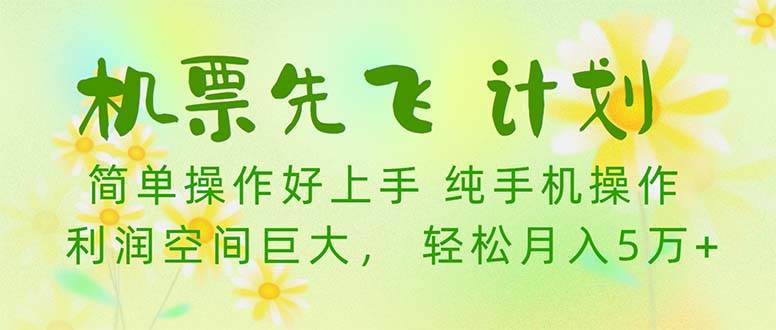 机票 先飞计划！用里程积分 兑换机票售卖赚差价 纯手机操作 小白月入5万+-宁率网络知识库