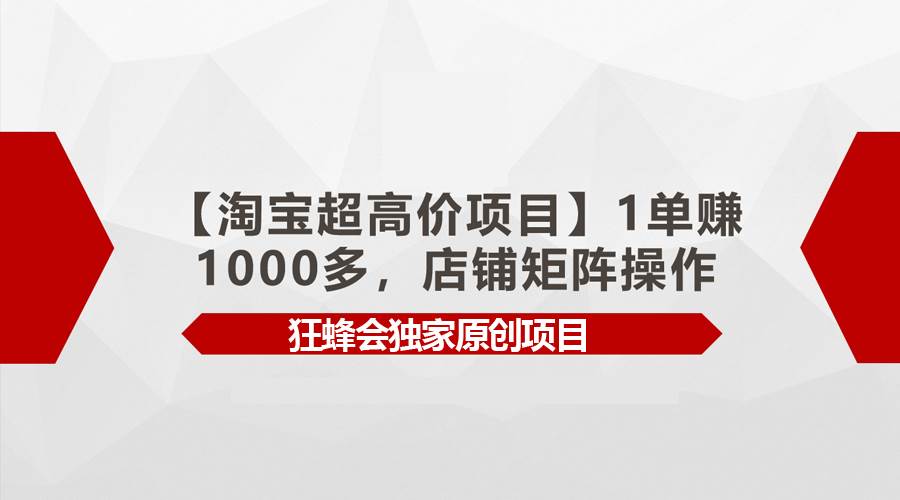 【淘宝超高价项目】1单赚1000多，店铺矩阵操作-宁率网络知识库