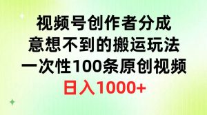 视频号创作者分成，意想不到的搬运玩法，一次性100条原创视频，日入1000+-宁率网络知识库