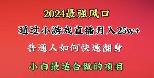 2024年最强风口，通过小游戏直播月入25w+单日收益5000+小白最适合做的项目-宁率网络知识库