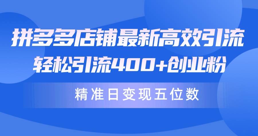 拼多多店铺最新高效引流术，轻松引流400+创业粉，精准日变现五位数！-宁率网络知识库