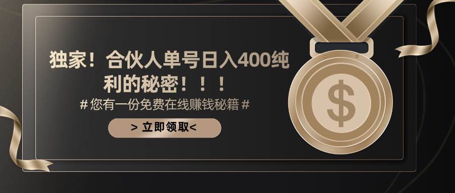 合伙人广告撸金最新玩法，每天单号400纯利-宁率网络知识库
