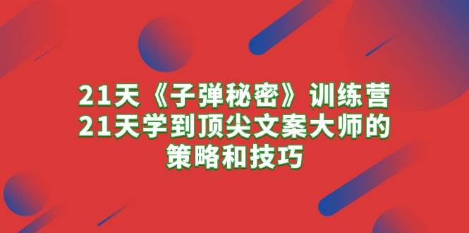 21天《子弹秘密》训练营，21天学到顶尖文案大师的策略和技巧-宁率网络知识库