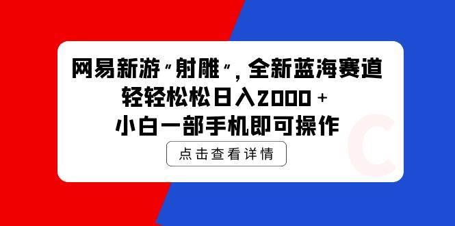 网易新游 射雕 全新蓝海赛道，轻松日入2000＋小白一部手机即可操作-宁率网络知识库