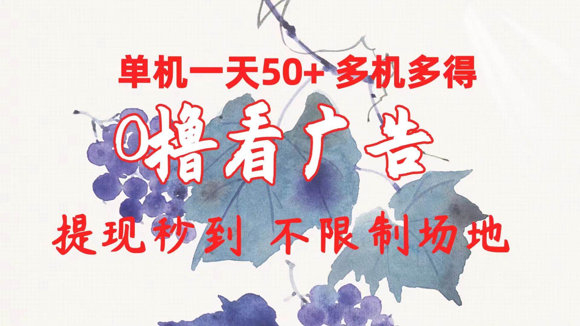 0撸看广告 单机一天50+多机多得 提现秒到 不限制场地操作-宁率网络知识库