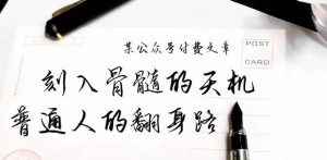 某公众号付费文章:刻入骨髓的天机,揭露“普通人的翻身路” 这件通天大事-宁率网络知识库