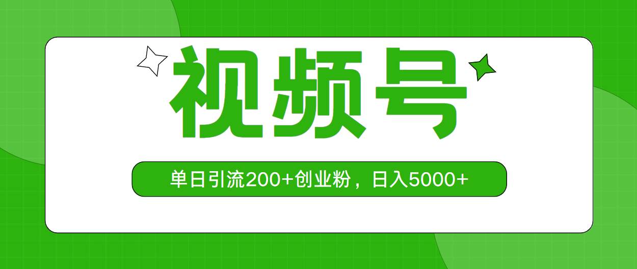 视频号，单日引流200+创业粉，日入5000+-宁率网络知识库