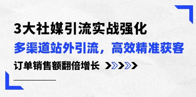3大社媒引流实操强化，多渠道站外引流/高效精准获客/订单销售额翻倍增长-宁率网络知识库