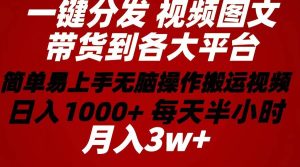 2024年 一键分发带货图文视频  简单易上手 无脑赚收益 每天半小时日入1…-宁率网络知识库